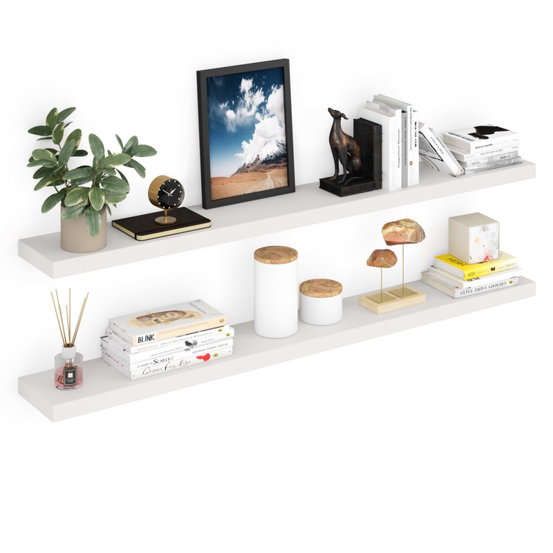 miami 60" w x 8" d floating shelves set with invisible wall mount brackets