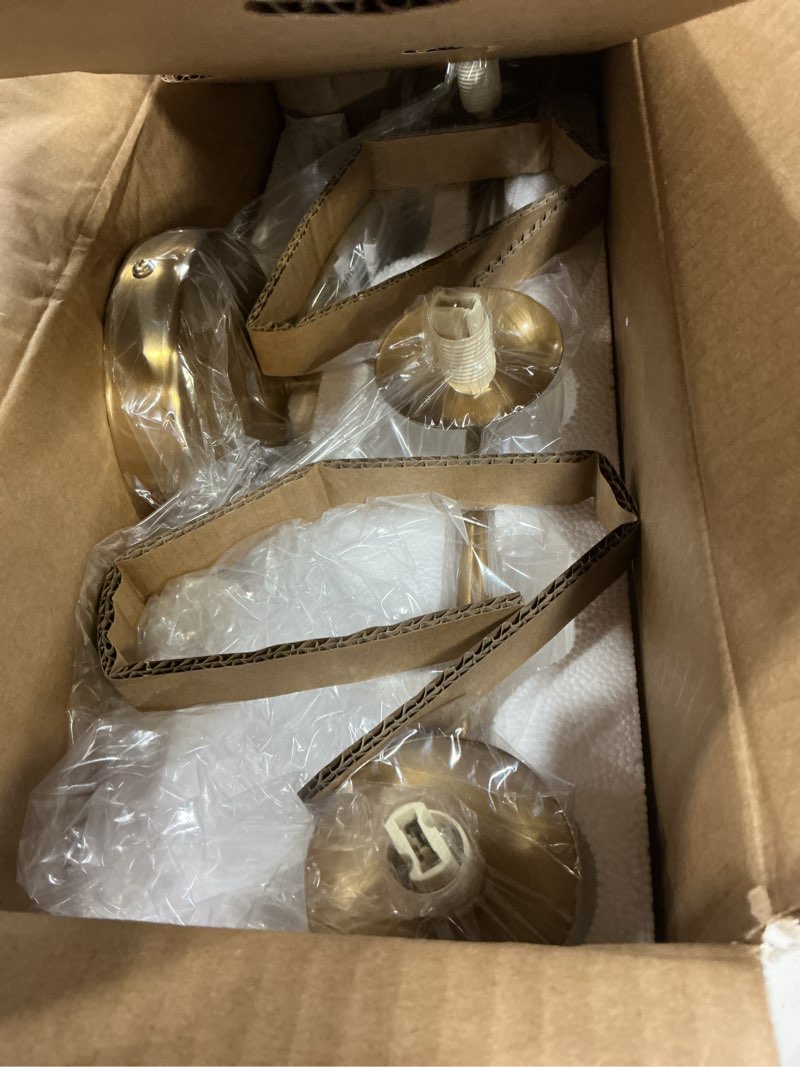 Condition photo showing New/Like New for 3-light bathroom light fixtures, brushed gold vanity lights for bathroom with milky white glass ball shade, 18.9 inch bathroom lighting fixtures over mirror, wall sconce for bedroom(bulb not included) brushed gold 3-light