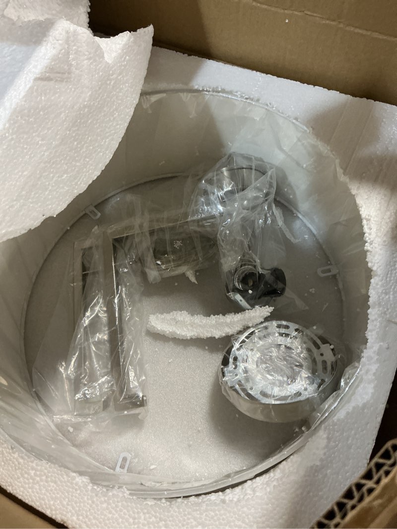 Condition photo showing New/Like New for 16.5" Brushed Nickel Drum Chandelier, 3-Light Modern Round Light Fixture Hanging Pendant Lighting Drum Lights Chandeliers for Dining Room Kitchen Living Room Bedroom Entryway Foyer, E26 Brushed Nickel-16.5" 16.5"