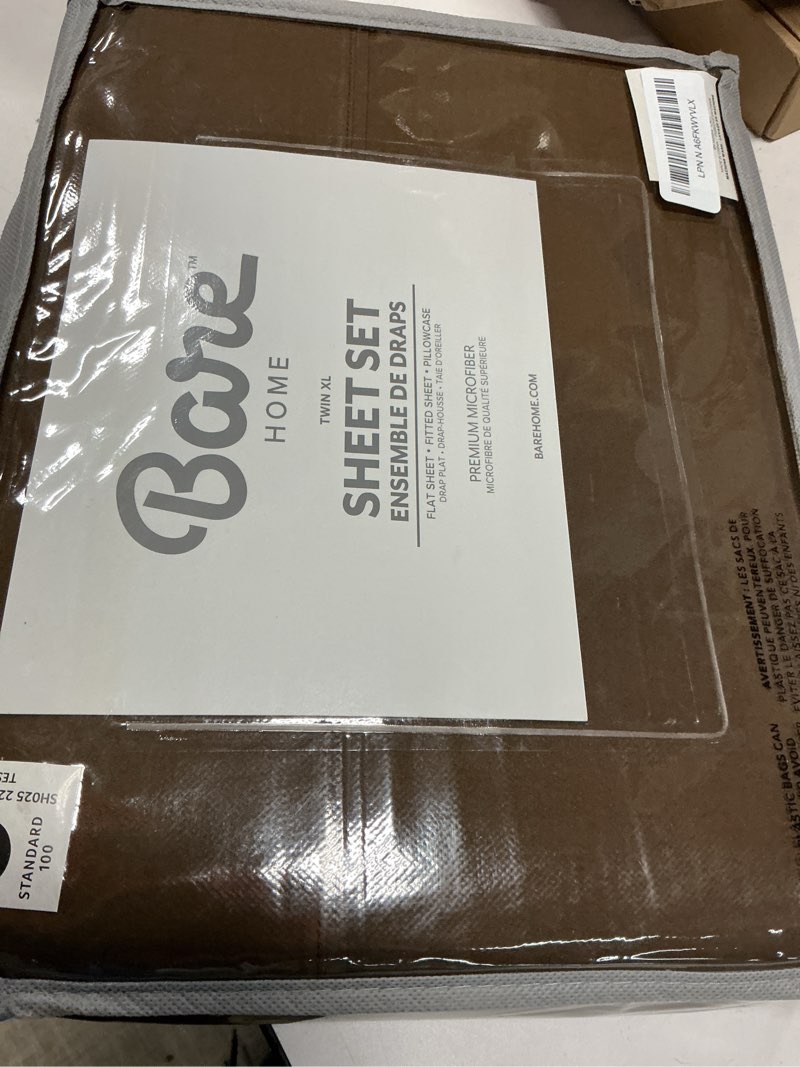 Condition photo showing Good Condition for Bare Home Twin XL Sheet Set - College Dorm Size - Luxury 1800 Ultra-Soft Microfiber Twin Extra Long Bed Sheets - Deep Pockets - Easy Fit - Extra Soft - 3 Piece Set - Bed Sheets (Twin XL, Cocoa) Twin XL 08 - Cocoa