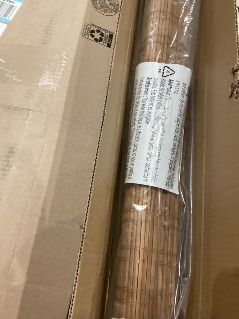 Condition photo showing As Is for LazBlinds No Tools No Drill Cordless Bamboo Roman Shades, Light Filtering Window Treatment, Roll Up Bamboo Blinds for Window 31'' W x 64'' H, Ceylon Light Russet Ceylon Light Russet 31'' W x 64'' H