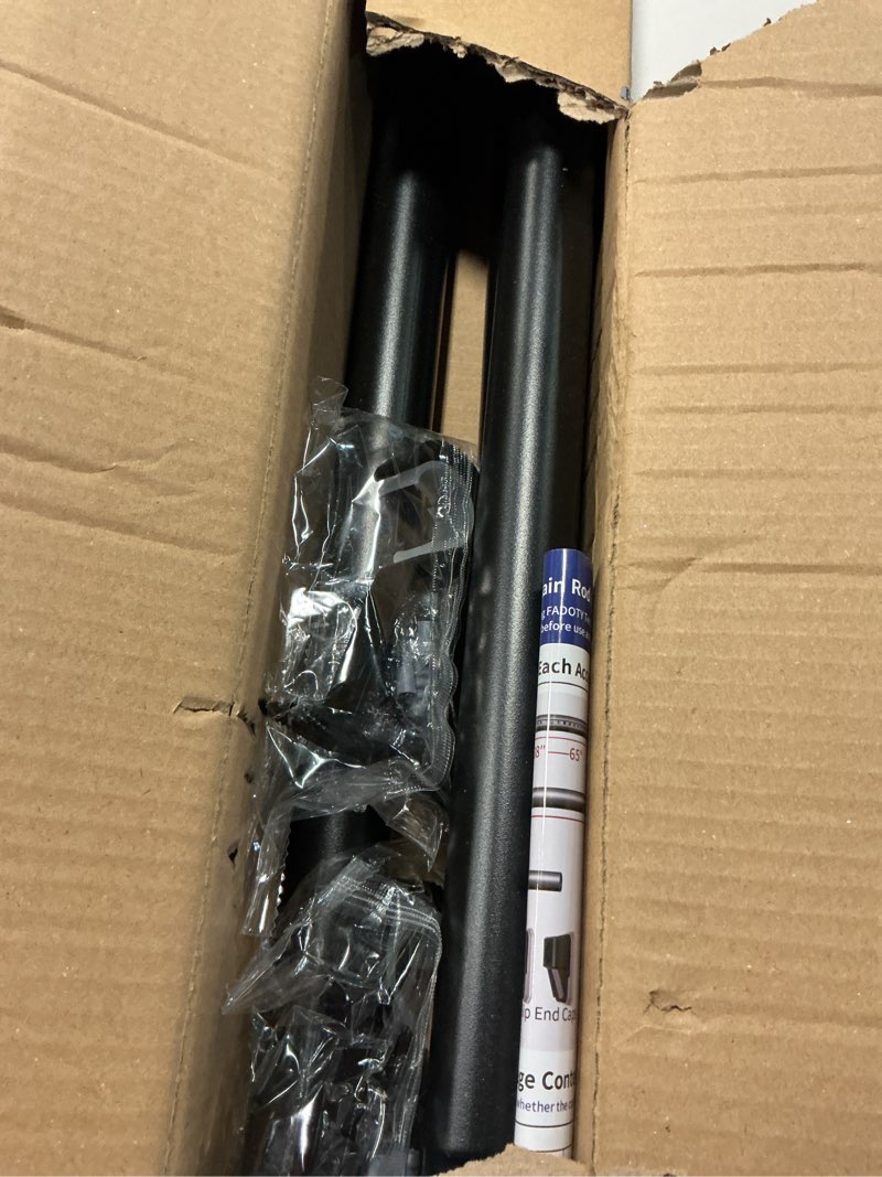Condition photo showing Good Condition for fadoty tension curtain rods no drilling, extra long tension rod 41-139 inch, heavy duty shower curtain rod for outdoor patio bathroom windows room divider, adjustable, anti-slip, no rust, black black 41-139inch