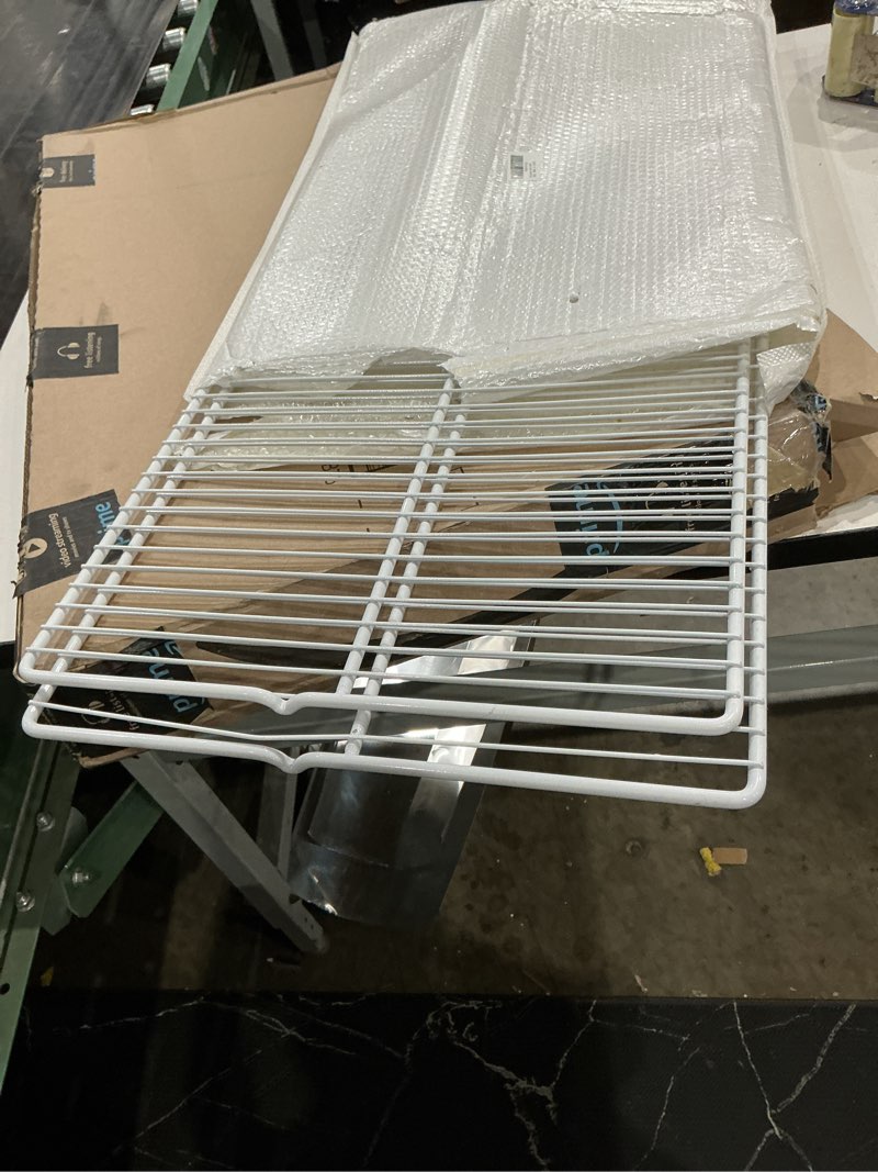 Condition photo showing As Is for upgrade 240360908 food grade 304 stainless steel refrigerator shelf fits frigidaire, kenmore. 25.5" x 16.5" 240360908 wire shelf replaces ap5805565, eap9492365,240360905, 240360901, 3189137 (1 packs)