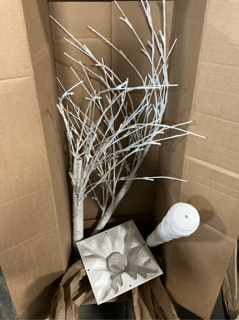 Condition photo showing New/Like New for  Reviews for Gymax 4 ft. Pre-Lit White Birch Tree Artificial Christmas