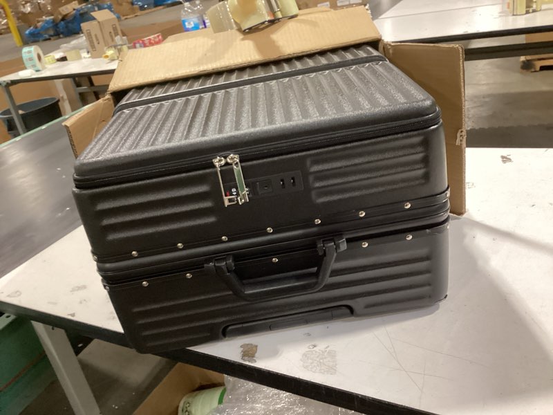 Condition photo showing Good Condition for 2-Piece Hardshell Zipperless Luggage Set, 20/26" Aluminum Frame Hardshell Spinner Luggage, Airline Approved Carry-On Luggage, TSA Lock, 360° Quiet Wheels With Cup Holder (Black)