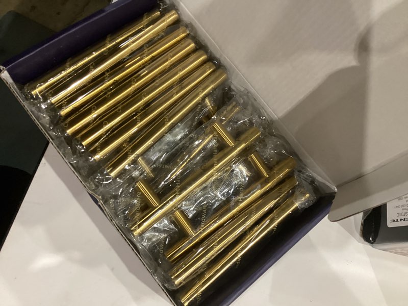 Condition photo showing Good Condition for Ravinte 30 Pack 5 Inch Cabinet Pulls Brushed Brass Stainless Steel Kitchen Drawer Pulls Cabinet Handles 5”Length, 3” Hole Center 30 Brushed Brass