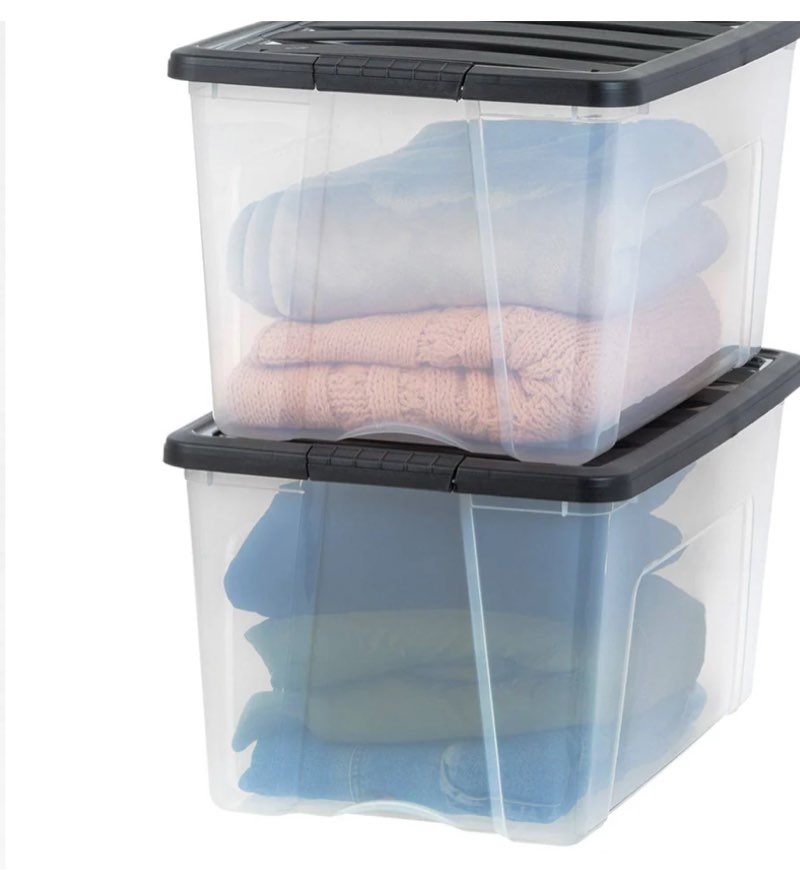 Plastic Storage Bins, Stackable Storage Container 2 Pack