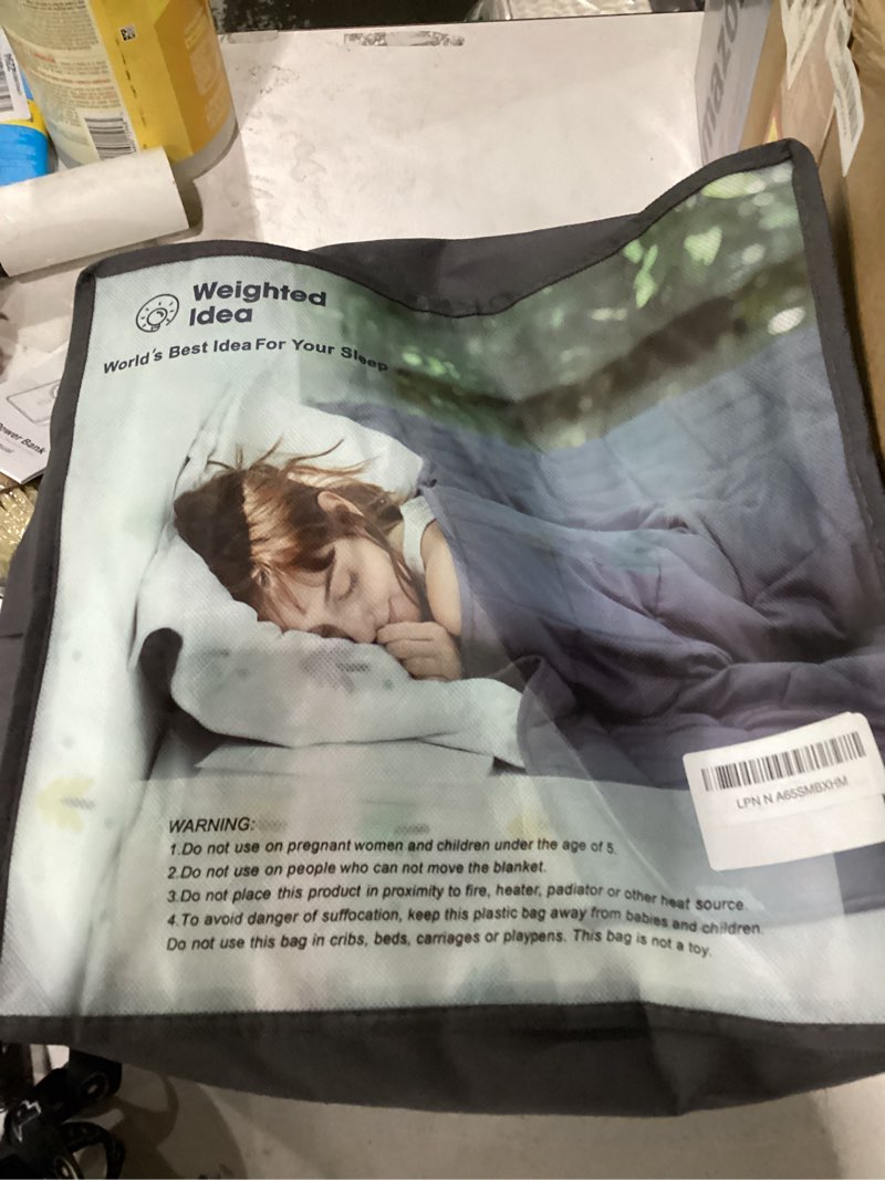 Condition photo showing As Is for weighted idea weighted blanket for adults (dark grey,48"x72",15lbs) cooling breathable heavy blanket with premium glass beads all-season soft thick blanket dark grey 48''x72'', 15 lbs