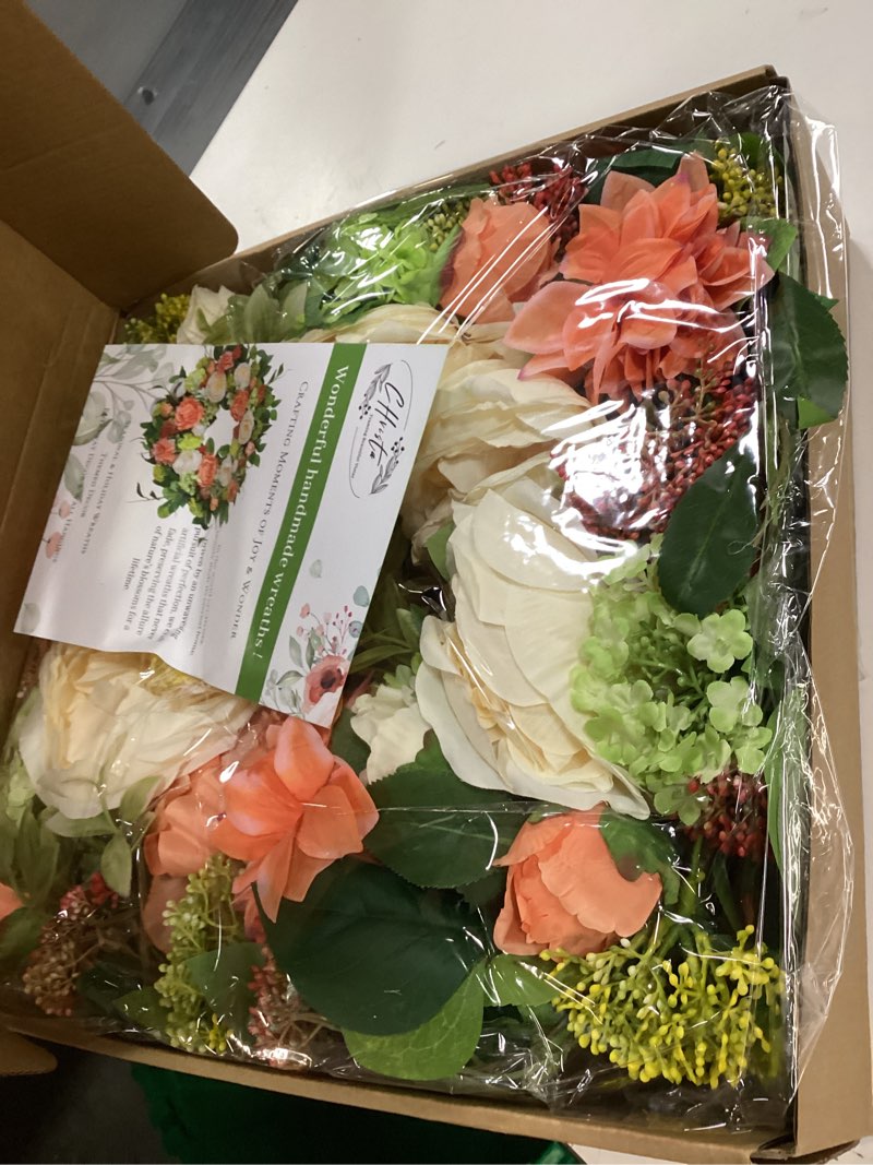 Condition photo showing New/Like New for CHvista Spring Wreaths for Front Door Outside 24 Inch Luxury Summer Wreath with White Rose Flowers,P
