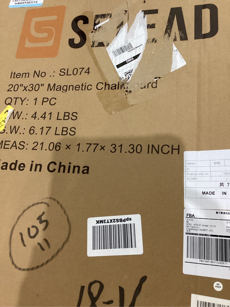 Condition photo showing As Is for SELEAD 100% Real Wood Frame Magnetic Chalkboard Words Sign - 20" x 30" Rustic Wall Decor Bulletin Chalk Board for Home Kitchen, Business, Restaurant, Farmhouse 20"x30" Rustic Brown