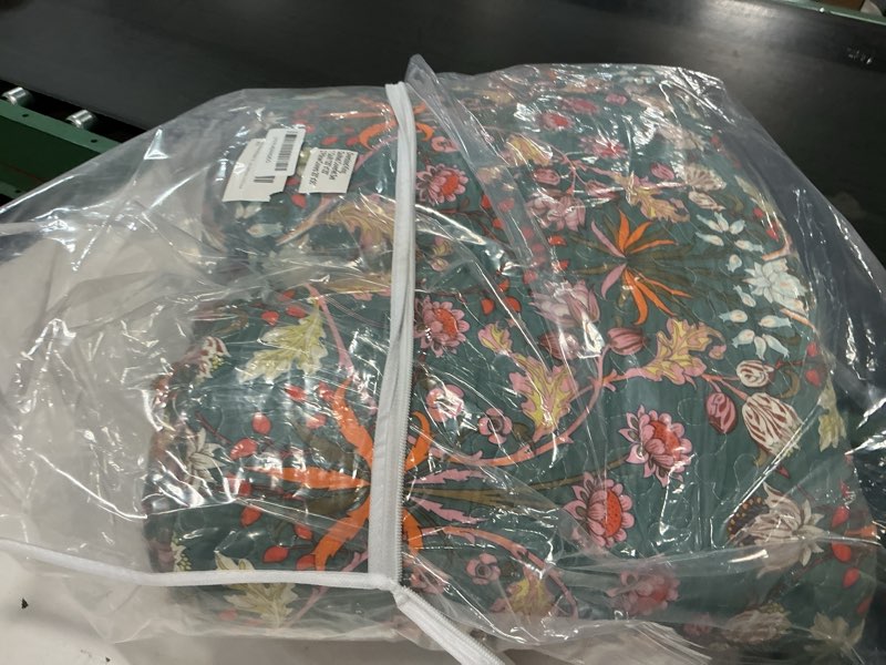 Condition photo showing Good Condition for Sanracie Oversized King Quilt 120\"x120\",100% Cotton Luxury Flowers Plant Pattern Botanical Printed B ( similar 