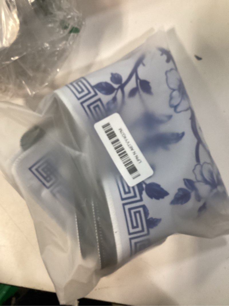 Condition photo showing New/Like New for 22 Inch Mini Chinoiserie Mahjong Mat for Travel Set White Floral Mahjong Mat Cute Small Domino Accessories Gifts Domino and Tile Game Table (Blue)