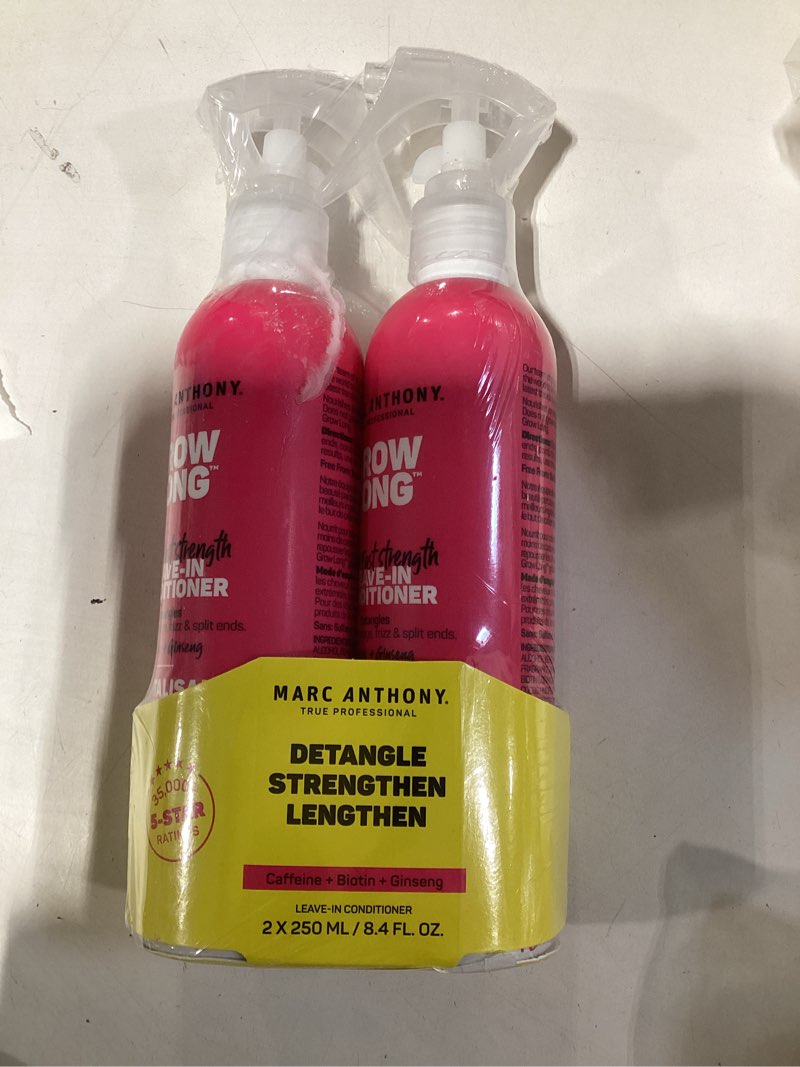 Condition photo showing New/Like New for marc anthony leave-in conditioner spray & detangler, grow long biotin, 2-pack - anti-frizz deep conditioner for split ends & breakage - vitamin e, caffeine & ginseng for curly, dry & damaged hair 8.4 fl oz (pack of 2)
