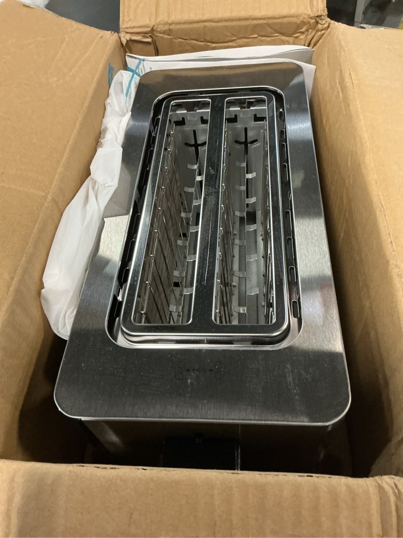 Condition photo showing Good Condition for elite gourmet ect5924d smarttoast digital long slot 4 slice toaster, 1.5” wide slots for thick breads & bagel function, led touch screen, countdown timer, 6 shades, stainless steel 4 slice black/stainless steel