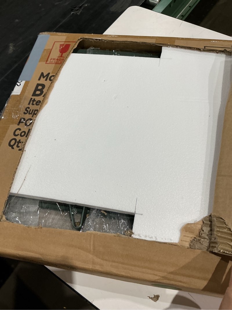 Condition photo showing Good Condition for pupetpo freestanding pet gate for dogs, foldable wooden dog gate for house, stairs, doorways, step over pet puppy safety fence,support feet included,24" height 2 panels, green 24" height-2 panel green