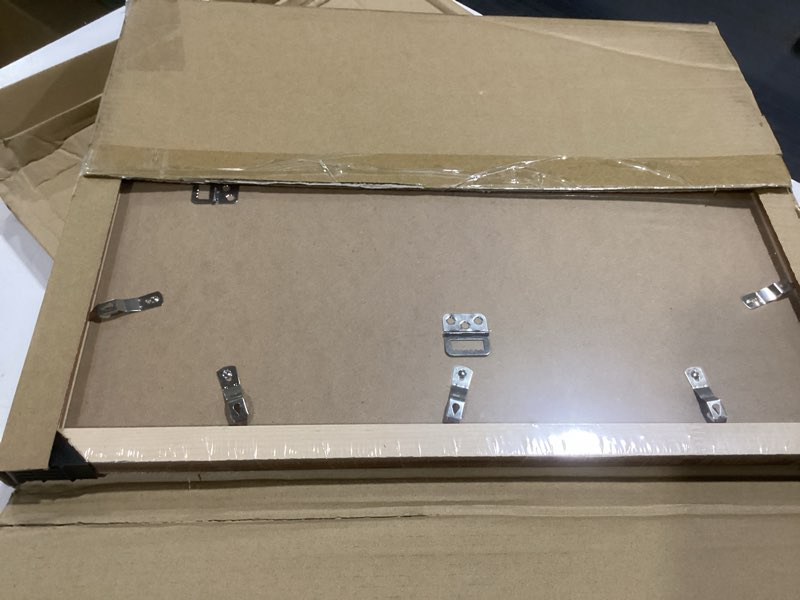 Condition photo showing Good Condition for 16x20 Wood Frame Brown, Rustic Natural 20x16in Woodgrain Picture Poster Frame, Modern Brown 16 x 20inch Gallery Wall Photo Frame with HD Plexiglass, Horizontal Vertical Wall Mounting Display 1pcs Brown 16x20