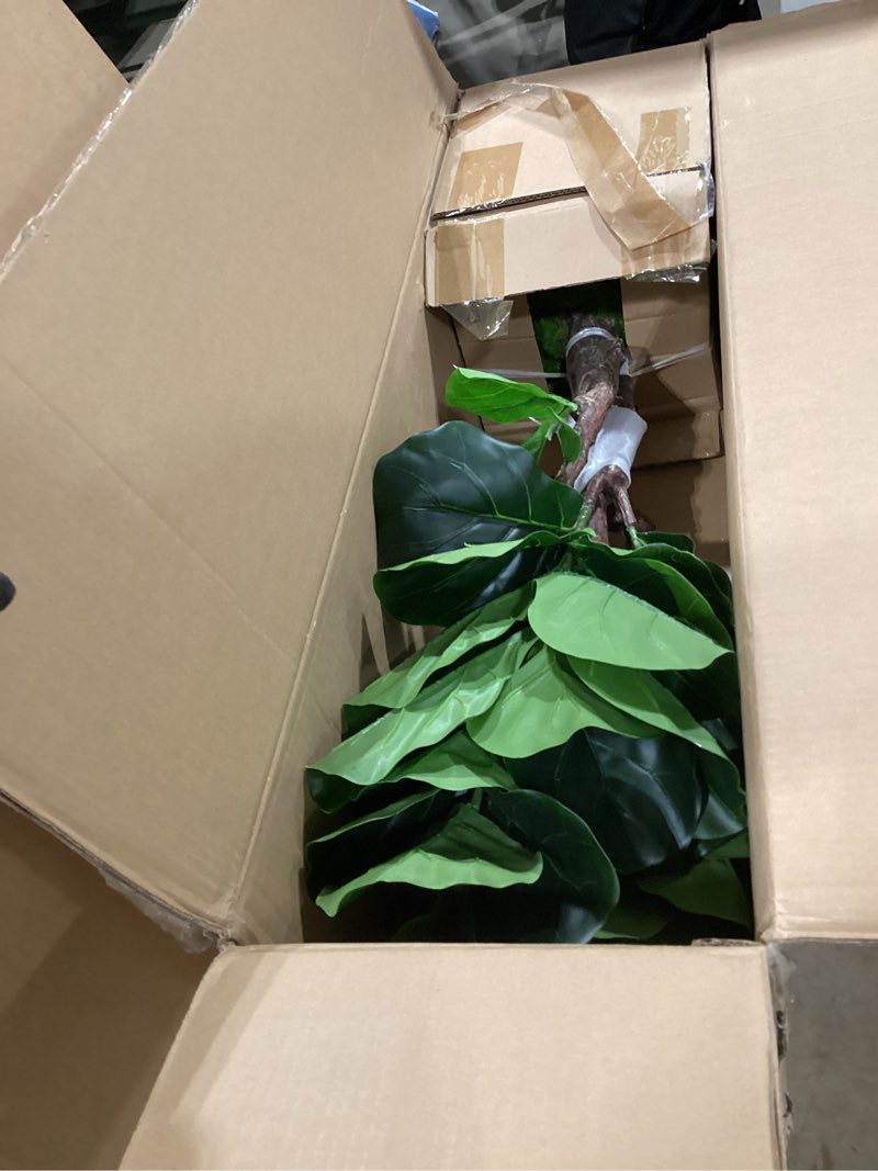 Condition photo showing As Is for fiddle leaf fig tree artificial 4.5ft - 54 inch tall fake plant indoor faux tree with bendable branc