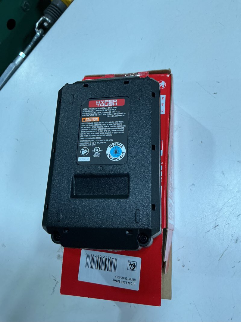 Condition photo showing As Is for hyper tough 20v 2ah usb a+c battery, hy5601050516015