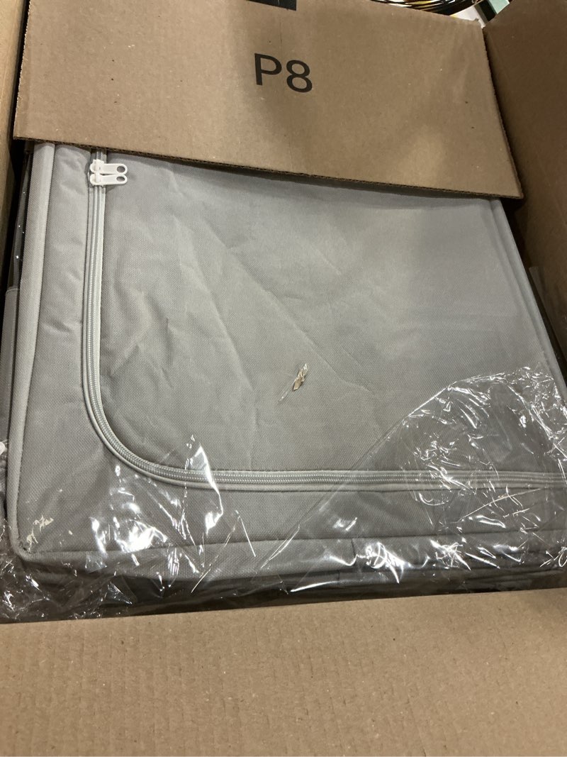 Condition photo showing Good Condition for clothes storage bins with metal frame foldable storage box clothes organizers storage containers for clothes sheets blankets books toys gifts and holiday decorations (66lx3 pack) 66l?19.7“x15.7"x13"? light gray