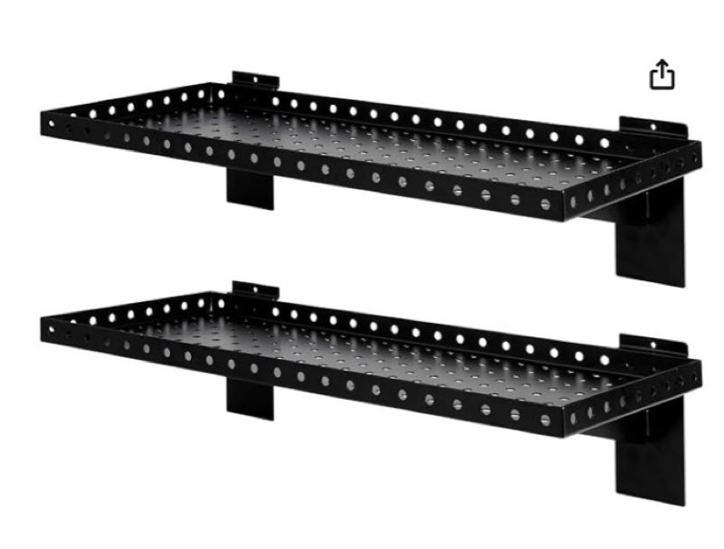 bobiban 4 pack slatwall shelves, heavy duty metal slat wall shelf for retail, garage, home storage, 