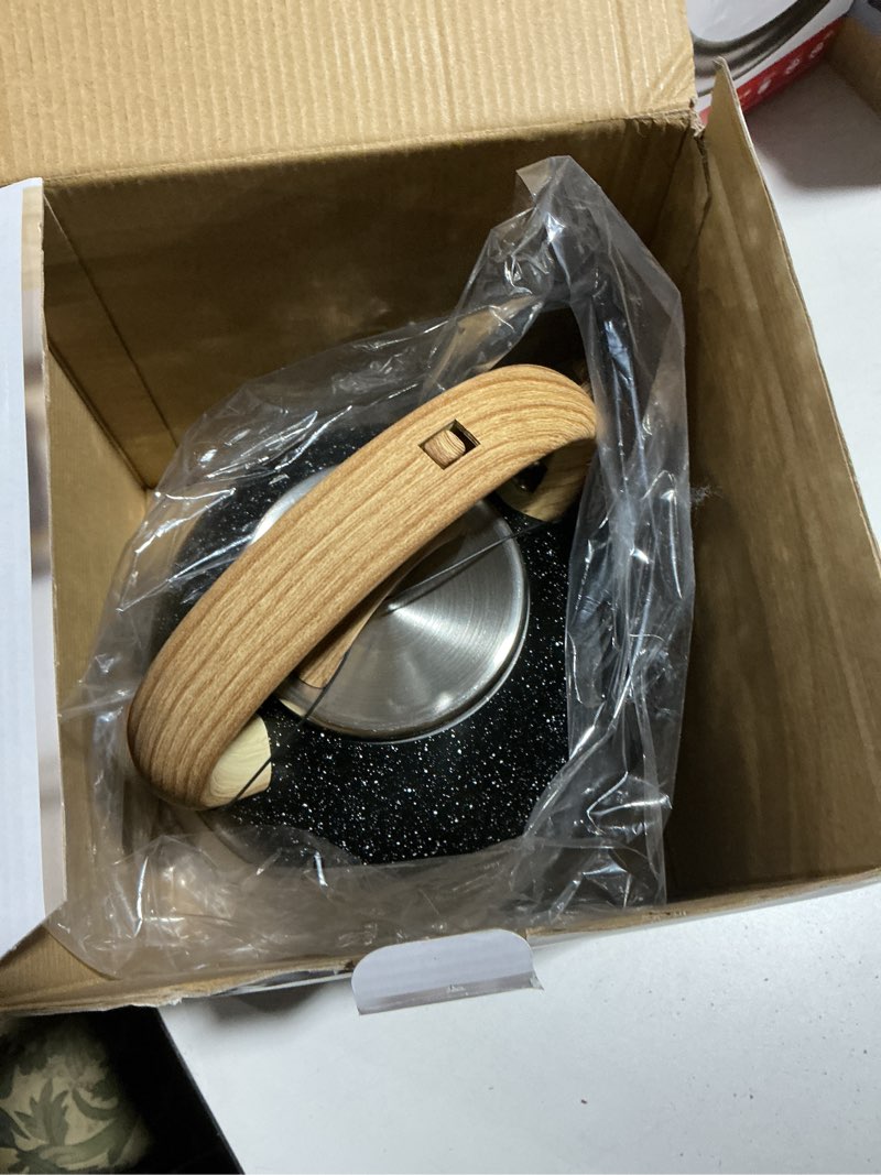 Condition photo showing Good Condition for 3 Quart Stainless Steel Whistling Tea Kettle – Natural Stone Finish Teapot with Cool-Touch Wood Handle, Loud Whistle & Rust-Resistant Base(black)