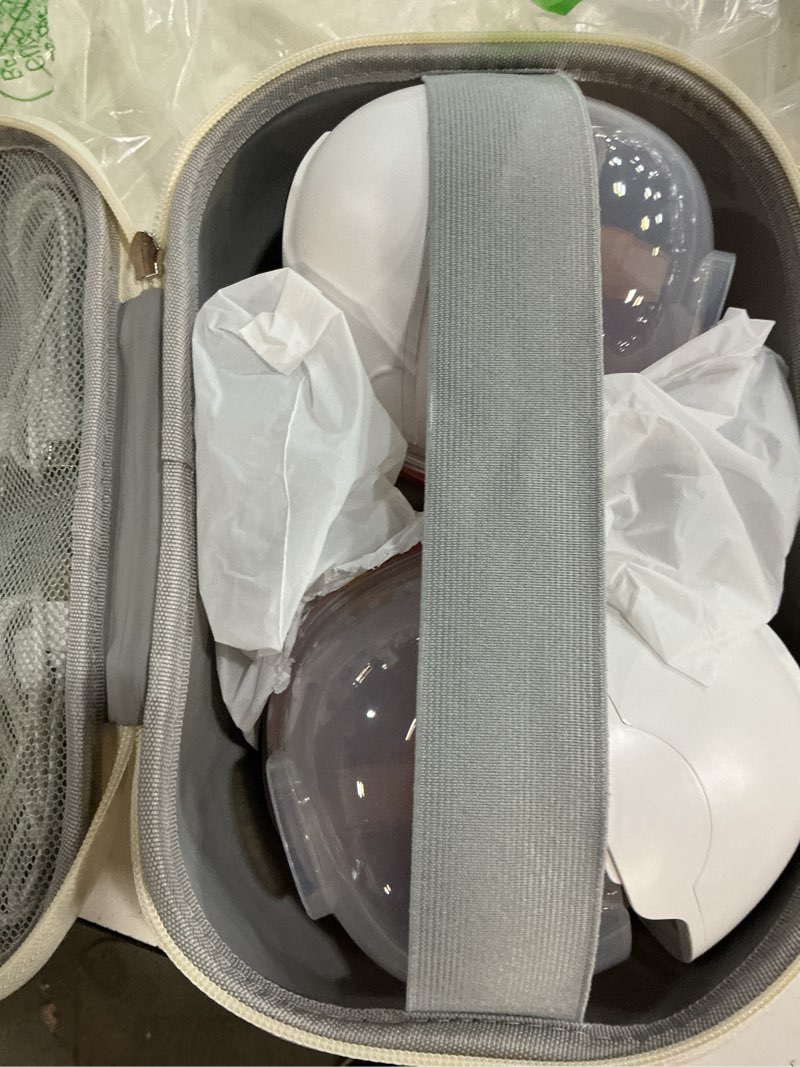 Condition photo showing Good Condition for hands free breast pump comfortable, painless strong suction power rechargeable electric breast pump smart app wearable pump leakproof 4 modes levels wireless pump for driving office yoga sleeping white