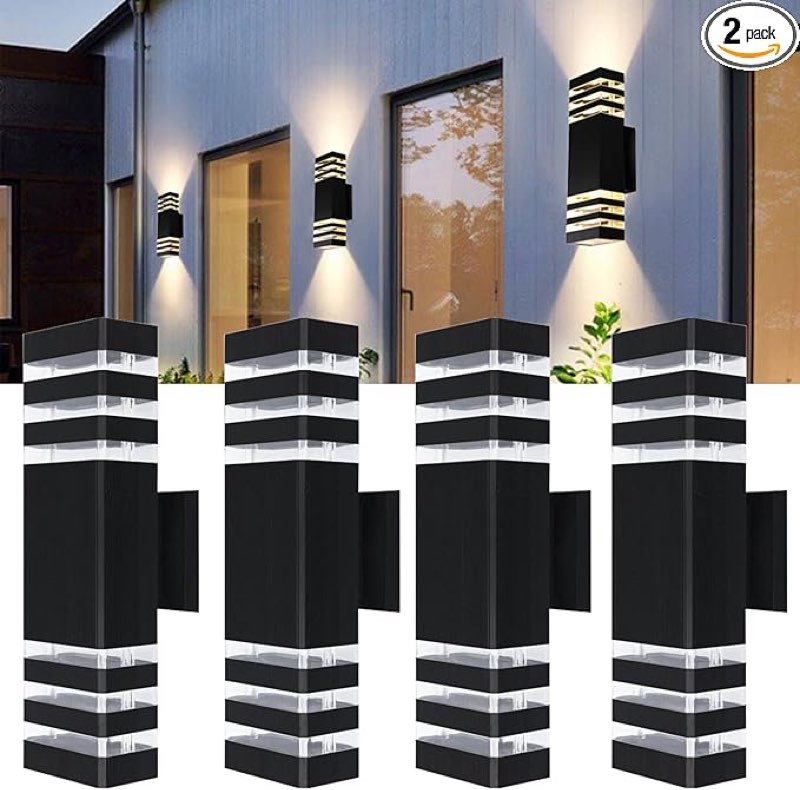 15inch LED Square Up & Down Wall Lights,14W Outdoor Wall Light 4000K Day White Aluminum Body Waterproof IP65 LED Exterior Light Fixtures Wall Mount for House Patio Garage Garden. (4Pack)