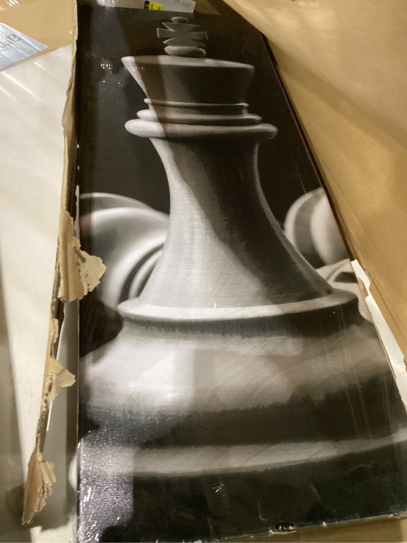 Condition photo showing Good Condition for KREATIVE ARTS - Black and White King and Knight of Chess Setup on Canvas Wall Art Paintings 5 Pieces Pictures Prints Poster Art Artworks for For Living Room Wall Decor (Large Size 60x32inch)