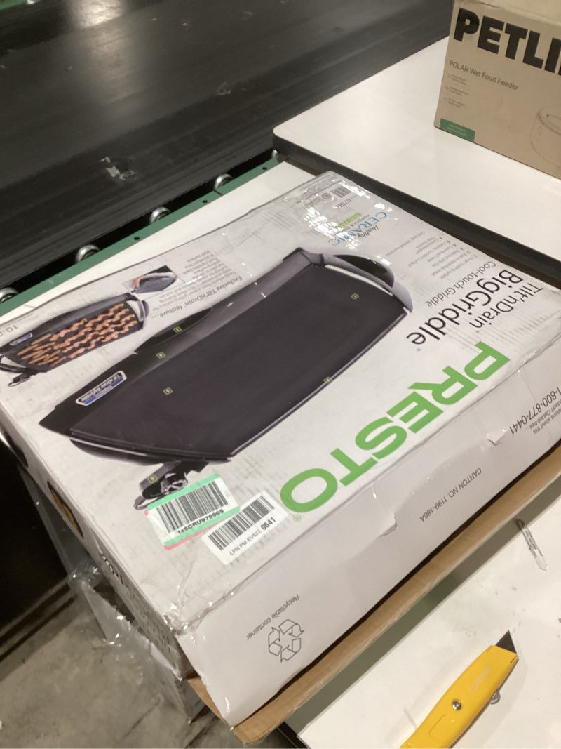 Condition photo showing New/Like New for Presto 07046 Tilt 'n Drain Big Griddle Cool-Touch Electric Griddle