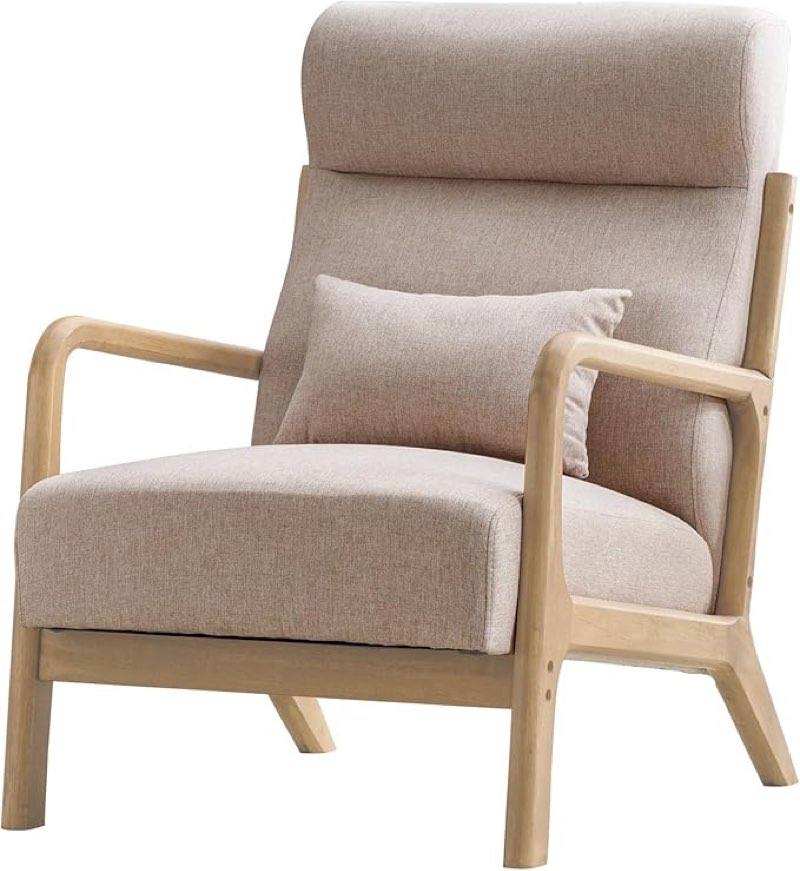 phoenix home accent chair mid century lounge chair pu leather, upholstered reading armchair with lum