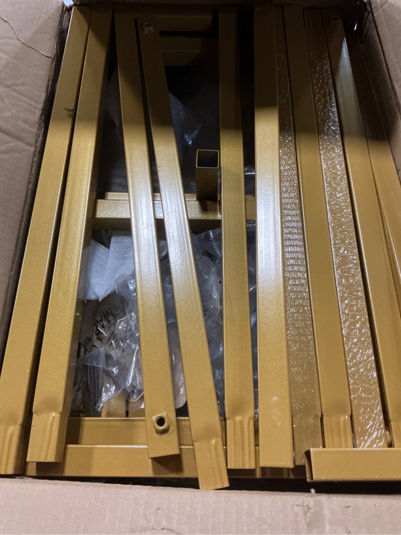 Condition photo showing As Is for OARSE 8FT X 8FT Heavy Duty Backdrop Stand Gold Pipe and Drape Kit with Base,Metal Square Backdrop Stand for Wedding/Baby Shower/Birthday Parties/Banquet/Photobooth?Not including flowers and curtains?