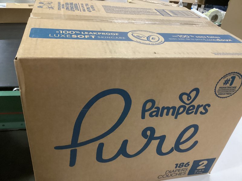 Condition photo showing New/Like New for Pampers Pure Protection Baby Diapers, Size 2 (12-18 lbs), 186 Count, Up to 100% Leakproof, Premium Plant-Based Skin Protection, Hypoallergenic Soft Diapers Size 2 186