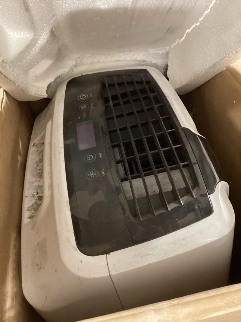 Condition photo showing As Is for yaufey 2500 sq. ft dehumidifier for home and basements with auto or manual drainage, 0.48 gallon water tank capacity -low noise and 24 hr timer 32.7 pints