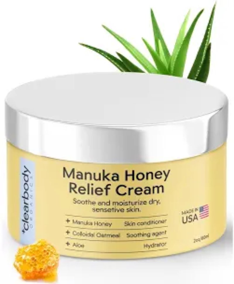 clearbody organics manuka honey cream - 2 fl oz - soothing eczema cream - deep h