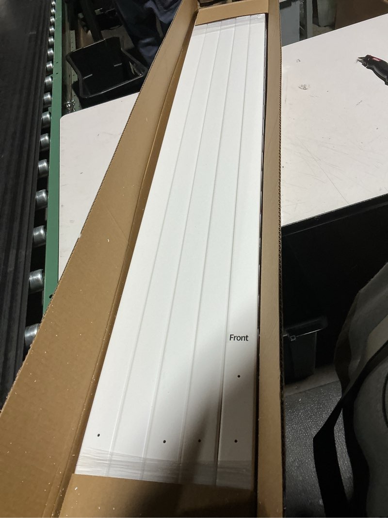 Condition photo showing Good Condition for Air Conditioner Fence 48" W X 48" H Trash Can Fence Pool Equipment Enclosure Vinyl Privacy Fence Outdoor No Dig Privacy Fence 3 Panels with Metal Stake, White 48"W x 48"H Horizontal-3 Panels new