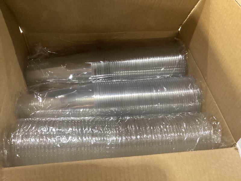 Condition photo showing New/Like New for aozita 100 pack - 24 oz clear plastic cups with lids and straws, sturdy & food safe iced coffee cups with lids, disposable iced coffee cups for cold drinks 24 oz.