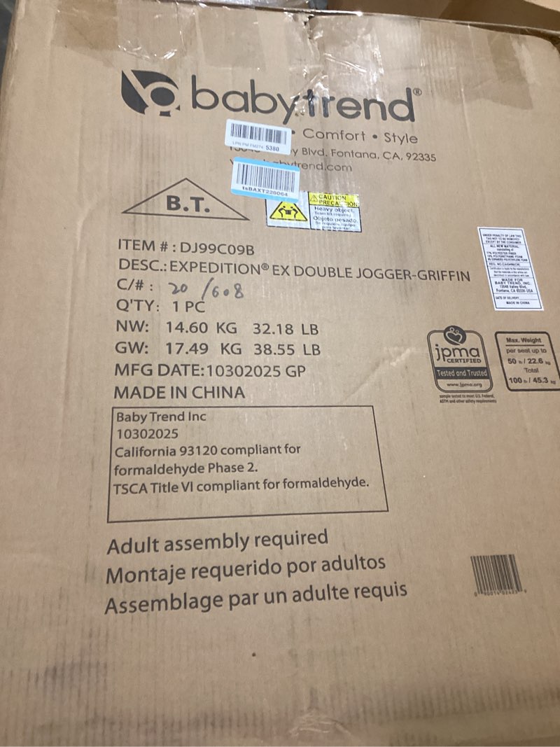 Condition photo showing New/Like New for Baby Trend Expedition Double Jogger Stroller, Griffin