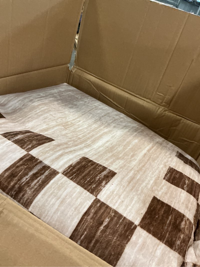 Condition photo showing As Is for garveehome 10x13 area rug large living room scalloped rug non slip low pile bedroom throw carpet soft modern bordered dining room rug stain resistant boho carpet for home office, beige scalloped beige 10' x 13' (rectangular)