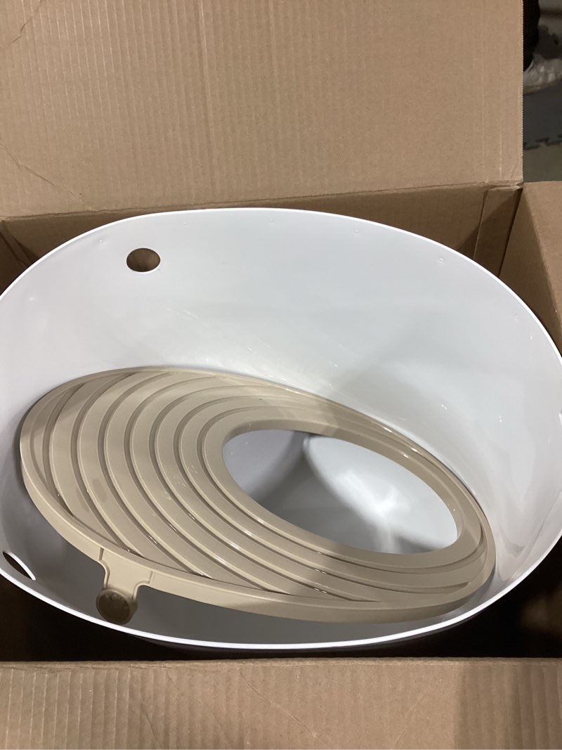 IRIS USA Top Entry Cat Litter Box with Scoop, Stylish Round Cat Litter Box Enclosure, Kitty Litter B