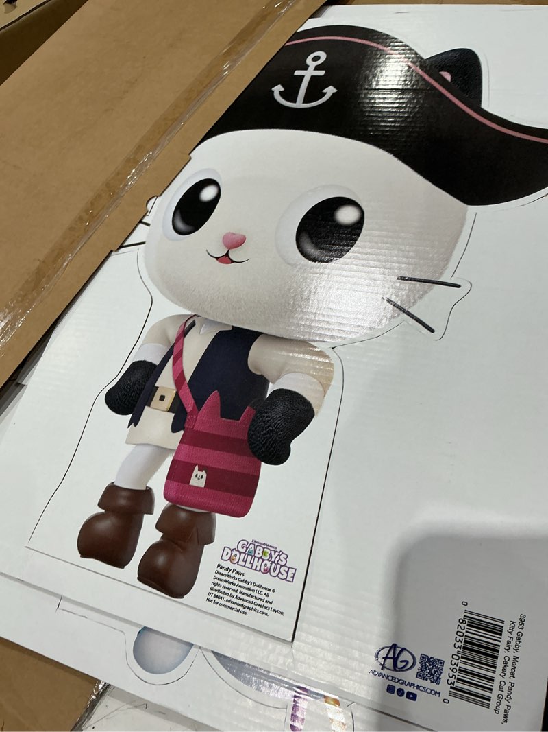 Condition photo showing Good Condition for cardboard people gabby, mercat, pandy paws, kitty fairy, cakery cat group cardboard cutout standup - gabby's dollhouse