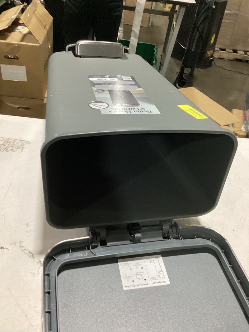 Condition photo showing Good Condition for better homes & gardens 11.9 gallon gray plastic kitchen step trash can, kitchen pedal step trash can