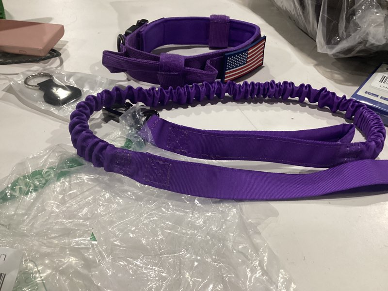 Condition photo showing Good Condition for simlar to stock photos tactical dog collar and leash set with airtag holder waterproof dog airtag collar with handle adjustable heavy duty dog collar leash set(deeppurple?m medium (pack of 1) airtagpurpleset