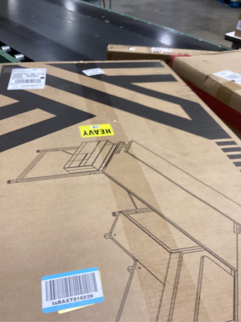 Condition photo showing New/Like New for ODK 48 Inch Gaming Desk with USB Charging Ports and LED Lights, Reversible L Shaped Computer Desk with Storage Shelves & Monitor Stand, Corner Gamer Desk Table with Power Outlets, Black Carbon Fiber Surface, Black 48 Inch