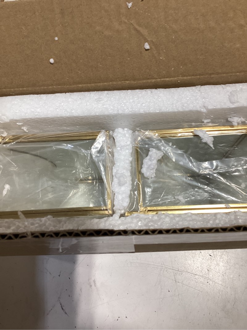 Condition photo showing As Is for lewtemi 2 pack gold glass business card holder 4x6 inch desk index card stand organizer box postcard display stand notecard case recipe storage rack for home office kitchen reception exhibition table