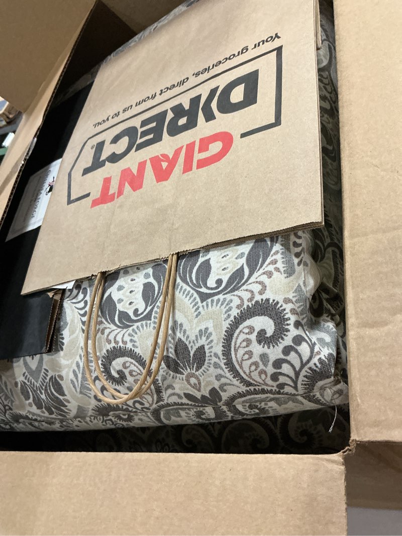 Condition photo showing Good Condition for arden 2-pack outdoor patio dining chair cushion, 20x44, rain-proof seat pad, fade-resistant outdoor cushion neutral aurora damask 2 pack neutral aurora damask