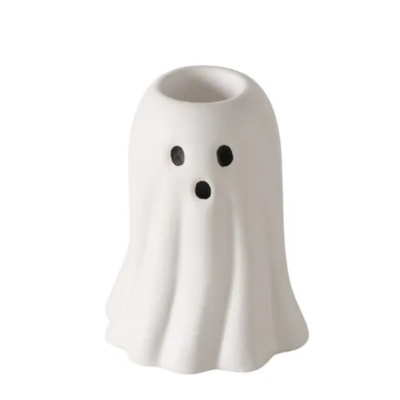 Mumufy 6 Pcs Halloween Ghost Candlestick Holder Ceramic Ghost Shape Candle Stick Holder Halloween Ta