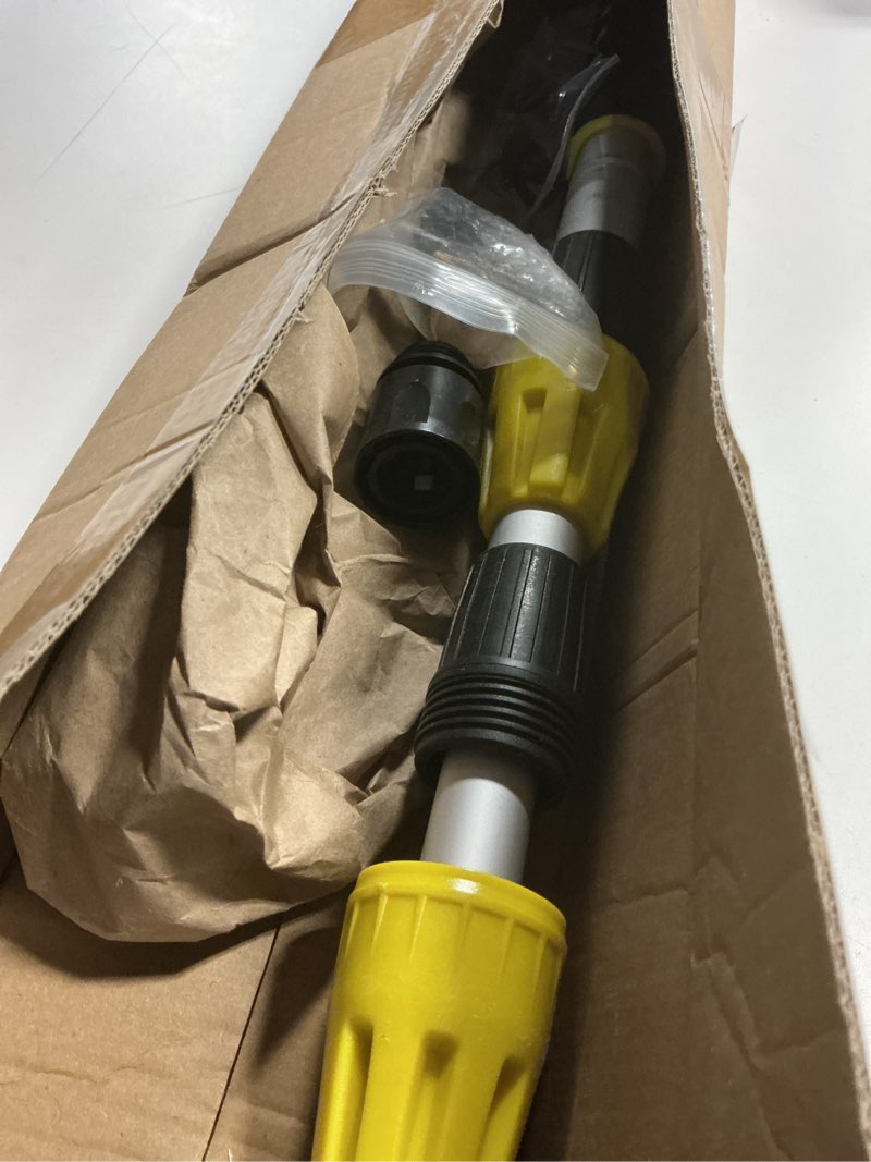 Condition photo showing Good Condition for buyplus 5-12 foot (20 ft reach) car wash brush with 12-inch soft bristle, on/off switch telescopic car truck boat washing brush with hose attachment for cleaning rvs, house siding, floors and more!