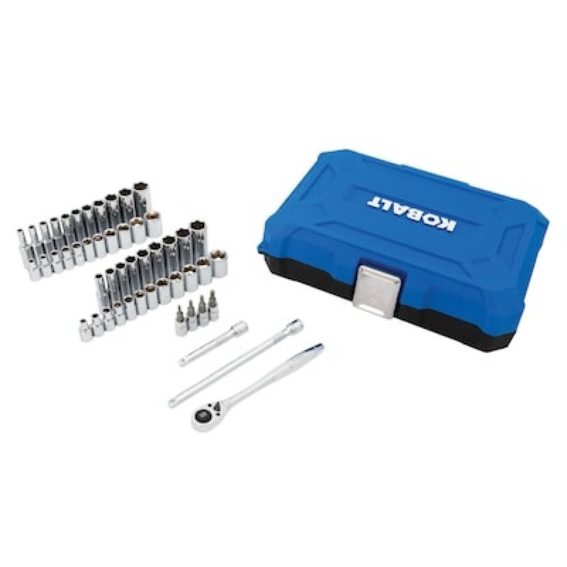 kobalt 50 -piece standard (sae) and metric mechanics tool set with hard case