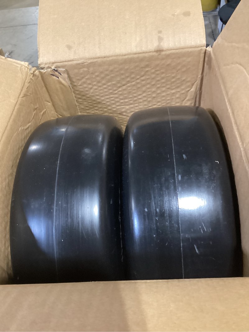 Condition photo showing Good Condition for ar-pro (2 pack) 13x5.00-6 flat free tire and wheel, replacement solid zero turn mower front tire with 3/4" extra 5/8" bearings & 3"-6" centered hub, fit for riding mower lawn tractor 13 x 5.00-6" flat-free white(smooth tread)
