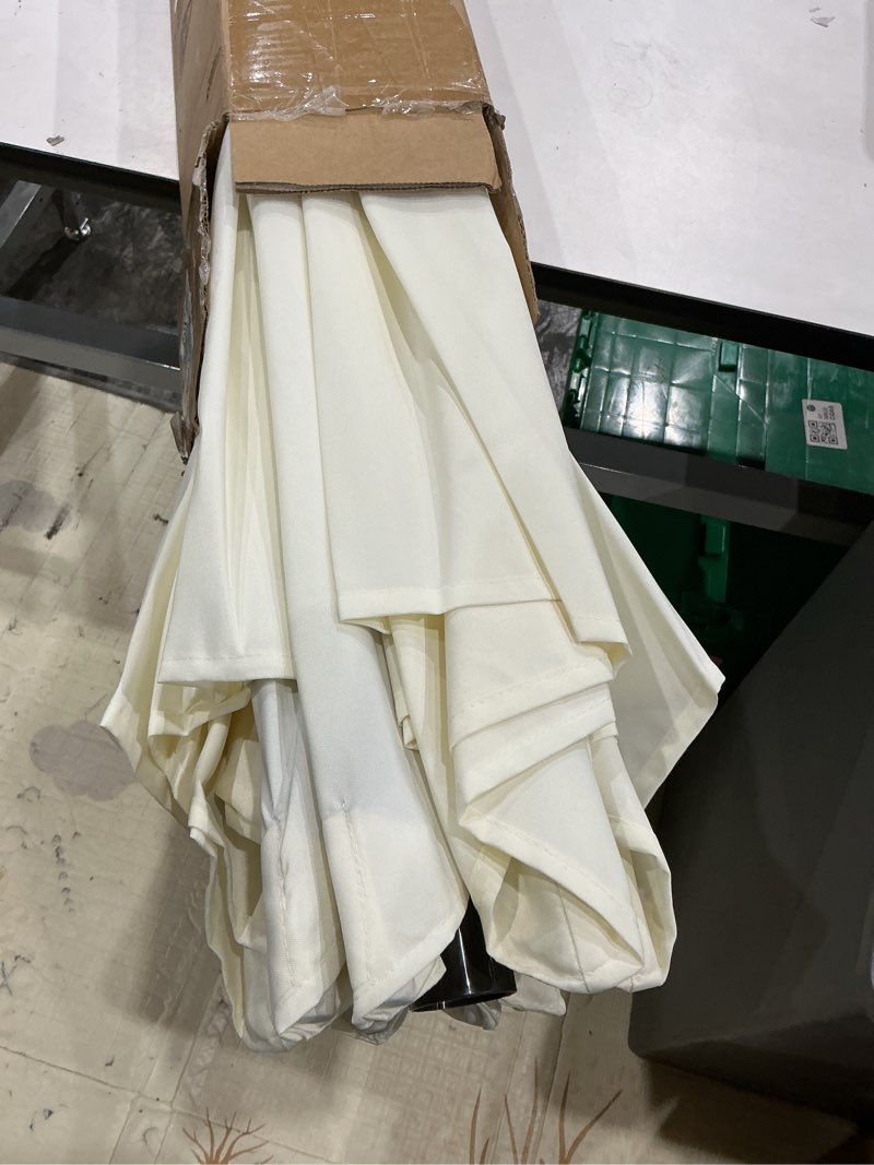 Condition photo showing Good Condition for blissun 9' outdoor patio umbrella, outdoor table umbrella, yard umbrella, market umbrella with 8 sturdy ribs, push button tilt and crank creamy white